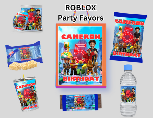 ROBLOX Party Favor Bundle  (7 editable Canva Designs & Templates)